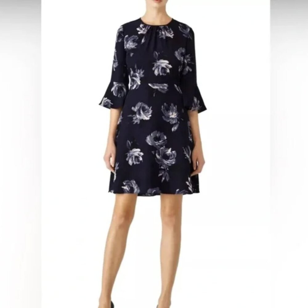 kate spade New York | Navy Blue Floral Bell Sleeve Mini Dress Size 2